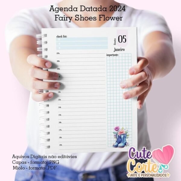 Agenda de 2024 - Datada - 1DPP - Fairy Shoes Flowers - Imagem 2