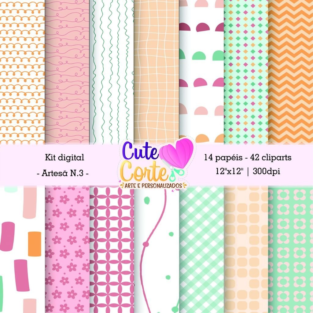 Cute-Corte-Kit-Digital-Artesa-10.jpg 3 Kits Digitais – Meninas Artesã, Papéis Digitais e Cliparts - Imagem 10
