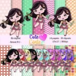 3 Kits Digitais – Meninas Artesã, Papéis Digitais e Cliparts - Imagem 7
