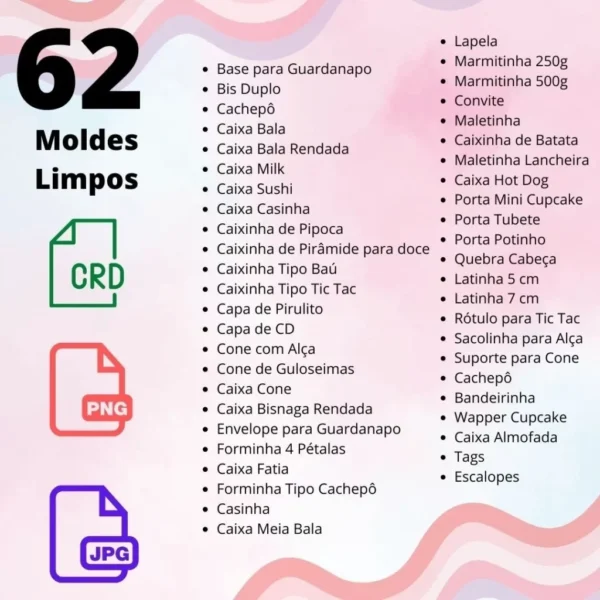 62 Moldes Limpos para Caixinhas de Festa - Imagem 1