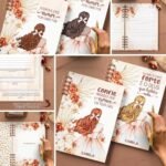 Cadernos Coleção Floral Boho Miolo Pautado com Versículos