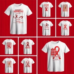 Pacote de Artes Camisetas Personalizadas Dezembro Vermelho - Kit 2 | 2023 (Vintage)