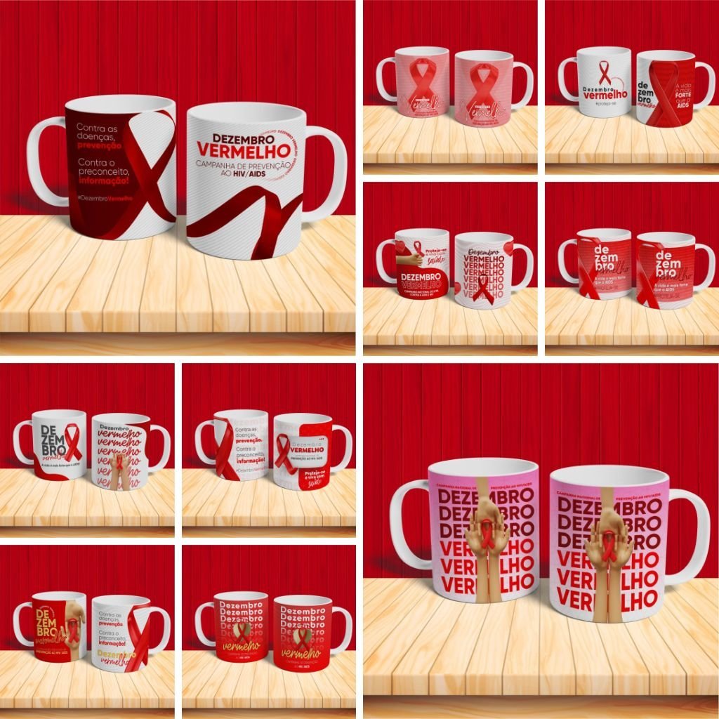 Dezembro-Vermelho-Canecas-2023 Pacote de Artes Canecas Personalizadas Dezembro Vermelho - Kit 1 | 2023 (Vintage) - Imagem 1