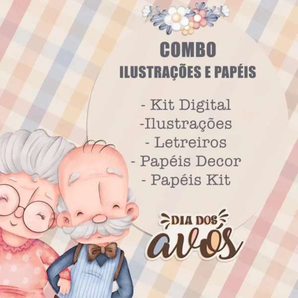 Dia Dos Avós - Combo Ilustrações e Papéis (Tita) - Imagem 1