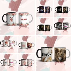 Combo Estampas Canecas Cristã - Com e Sem Frases