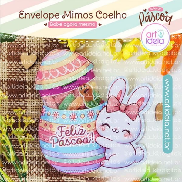 Envelope-Mimos-Coelho-Pascoa Envelope Mimos Coelho Páscoa - Imagem 1