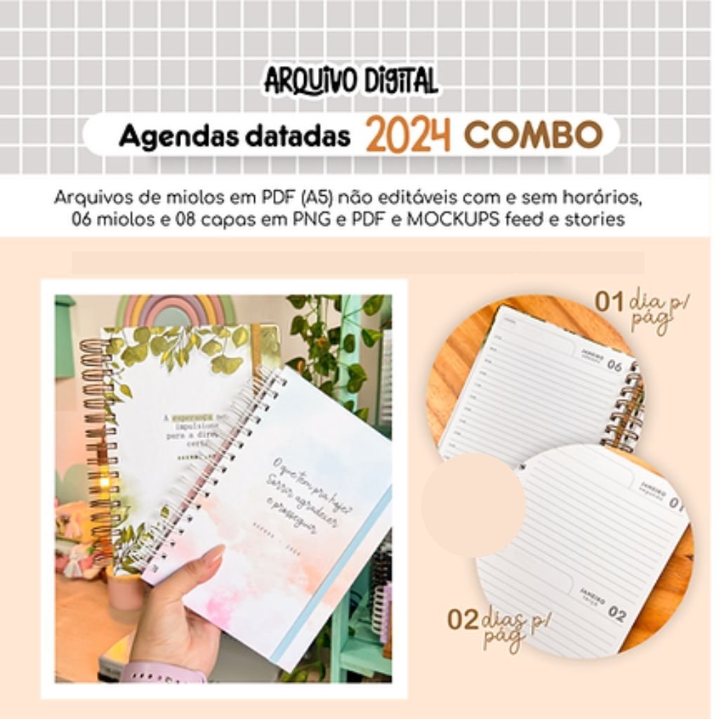 Estudio-G19-Combo-Agendas-Neutras.jpg COMBO - Agendas 2024 Neutras - 01 e 02 dias A5 - Imagem 1