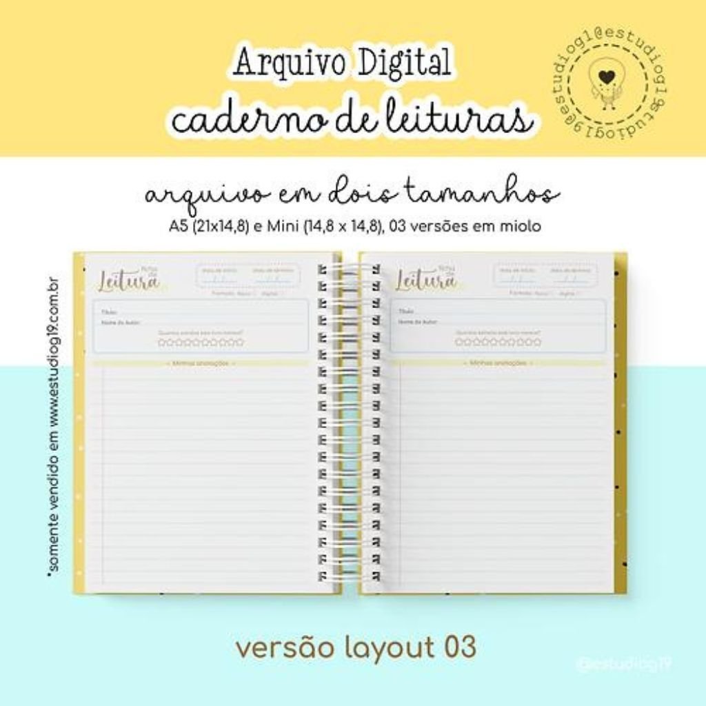 Estudio-g19-caderno-de-leitura-2.jpg Caderno de Leitura + BRINDE marcadores magnéticos - Imagem 2