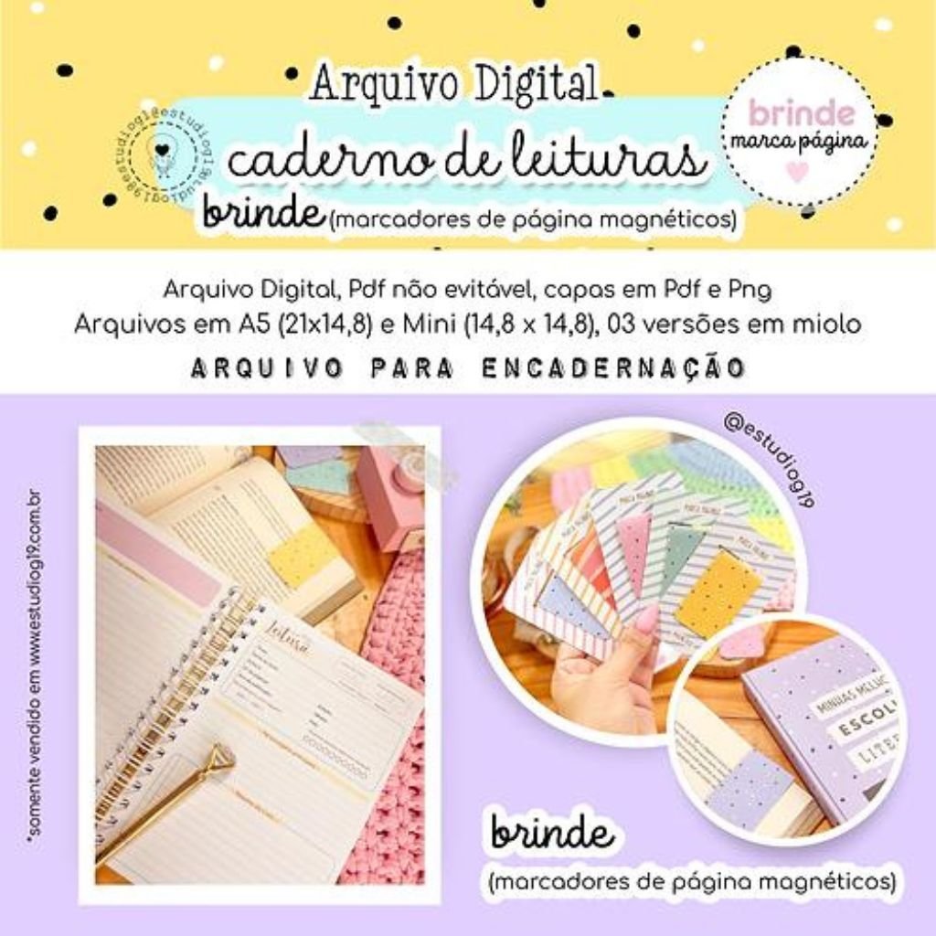Estudio-g19-caderno-de-leitura.jpg Caderno de Leitura + BRINDE marcadores magnéticos - Imagem 1
