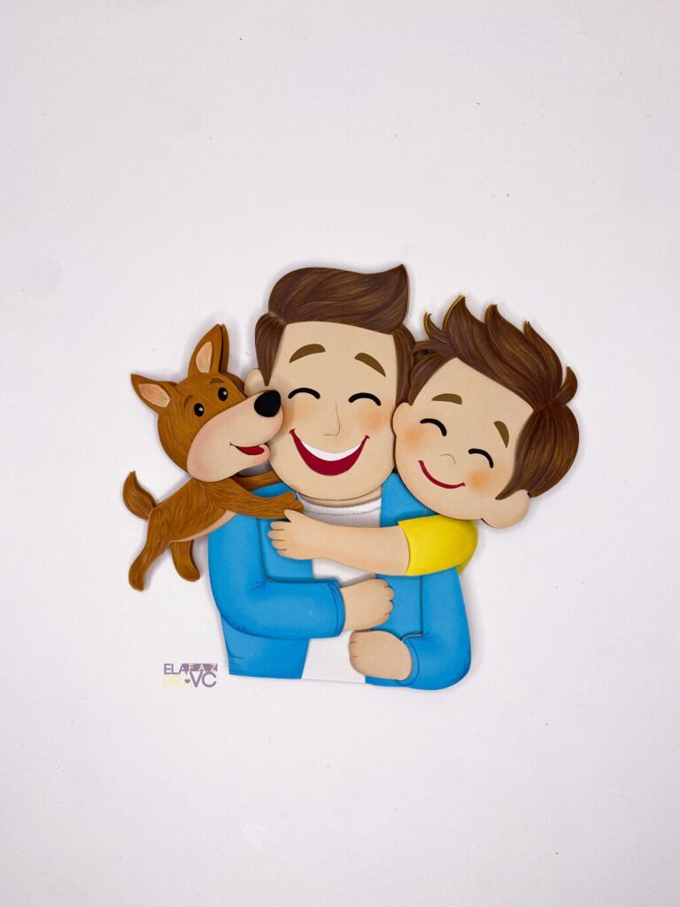 FOTO1-scaled Papai com Filho e Dog Caramelo - Topo de Bolo - Imagem 1