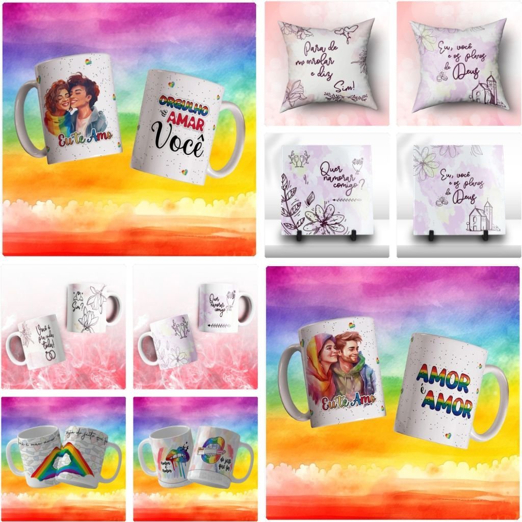 Fusao-Criativa-Namorados.jpg Combo Estampas Canecas, Almofadas e Azulejos - LGBTQI+ e Floral - Namorados 2023 - Imagem 1