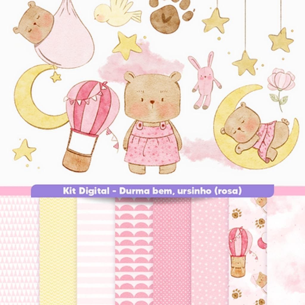 Gabs-Kit-Digital-Rosa.jpg Durma Bem, Ursinho - Kit Digital (ROSA) - Imagem 1