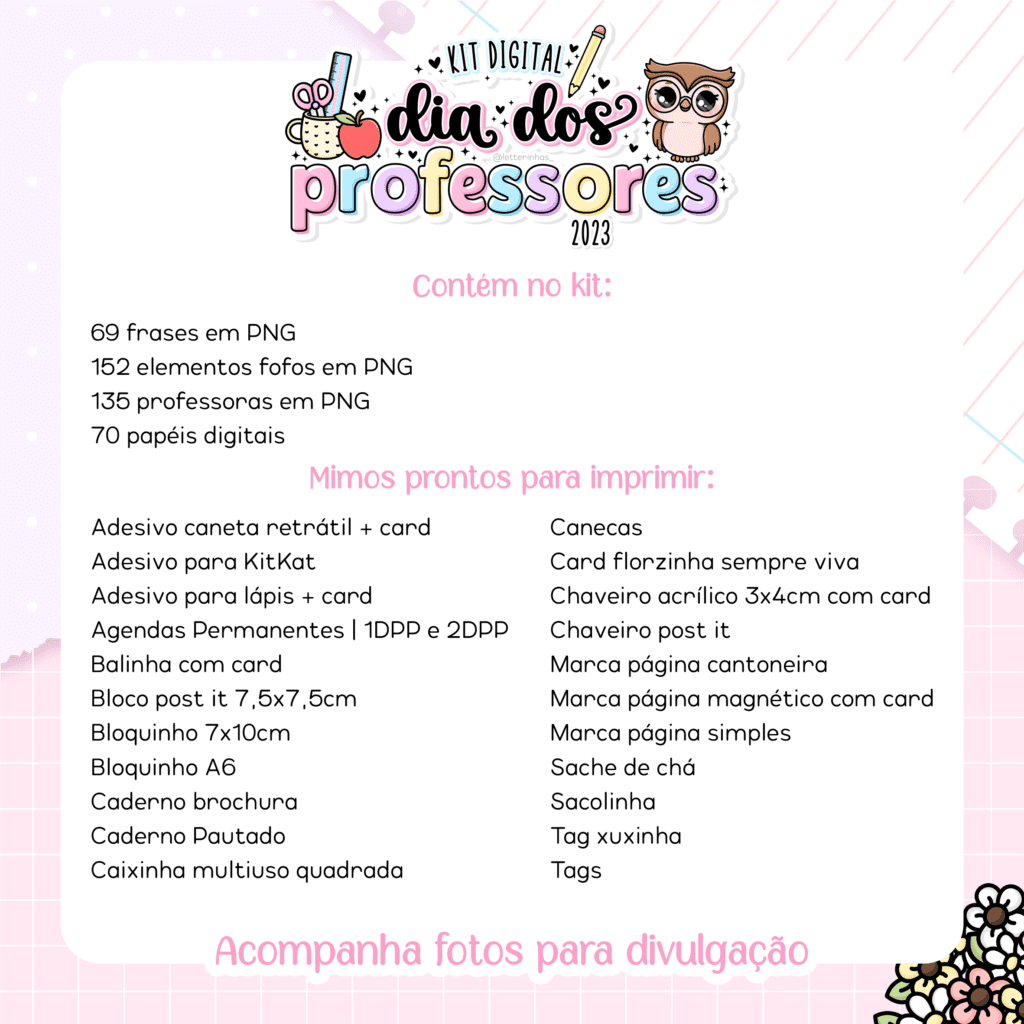 Informacoes.png Kit Digital + Mimos  - Dia dos Professores 2023 (Letterinhas) - Imagem 3