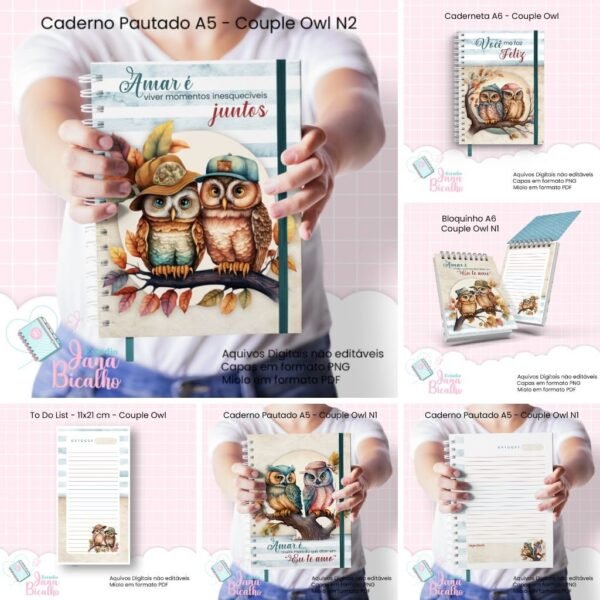 Coleção Couple Owl - Cadernos e Blocos - Imagem 1