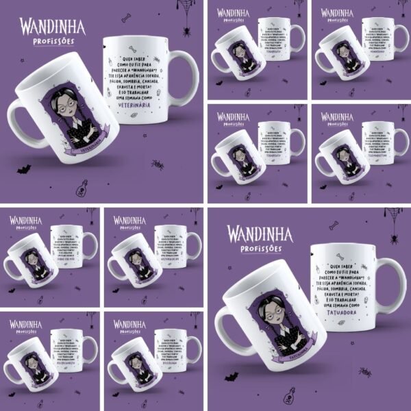 Wandinha Profissões - Canecas Editáveis - Imagem 1