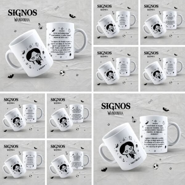 Wandinha Signos - Canecas Editáveis - Imagem 1