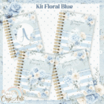 Kit Floral Blue Alfabeto - Bloco | Caderno | Capas  (Clube da Crys)