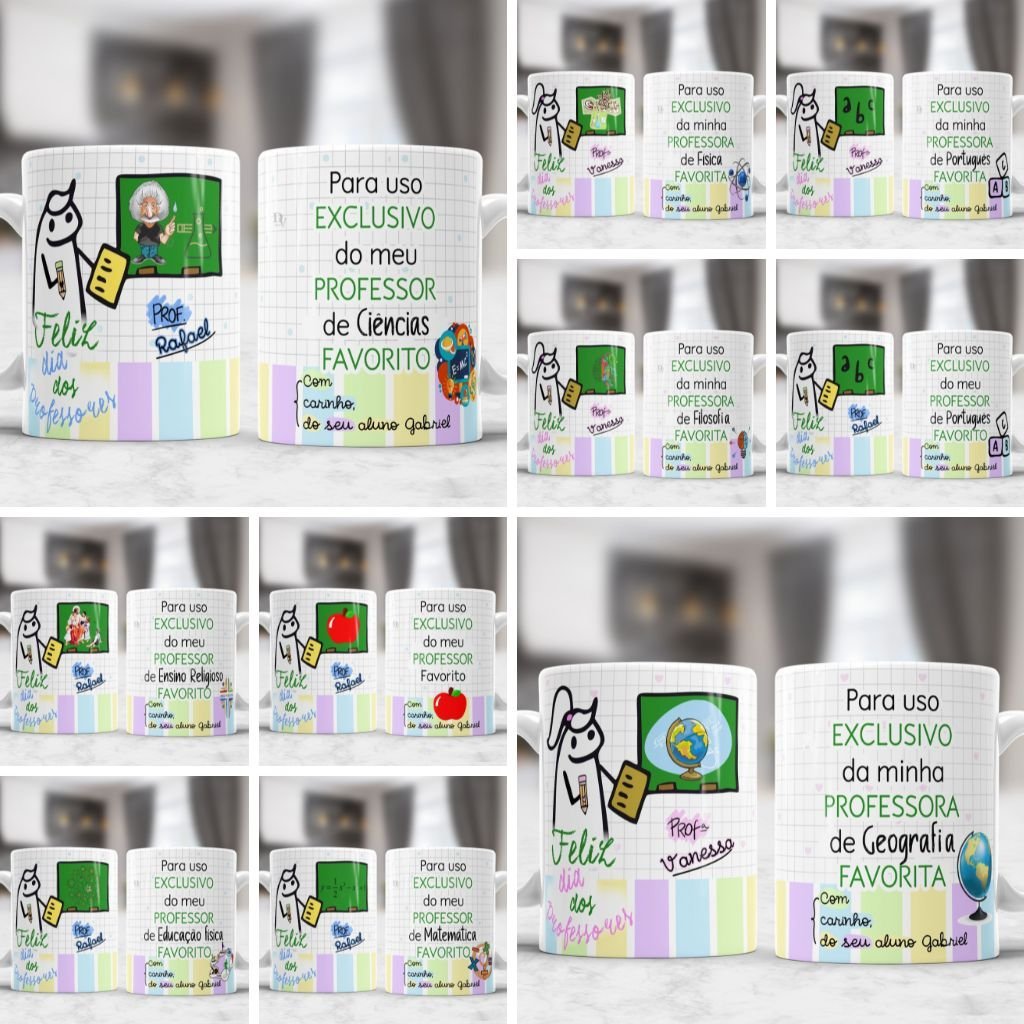 Kit-29-Canecas-Professores.jpg Canecas Meu Professor(a) Favorito Flork - Imagem 1