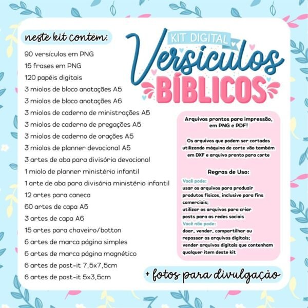 Kit Digital Versículos Bíblicos 1 - Encadernação + Arquivos de Corte - Imagem 3