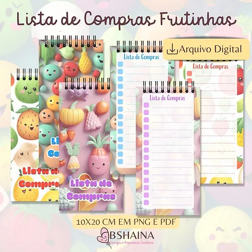 Miolo Bloco Lista de Compras Frutinhas