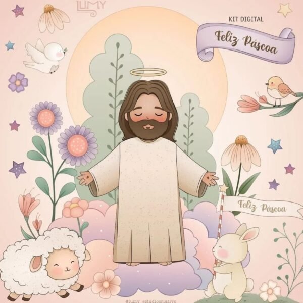 Kit Digital - Feliz Páscoa Jesus - Imagem 1