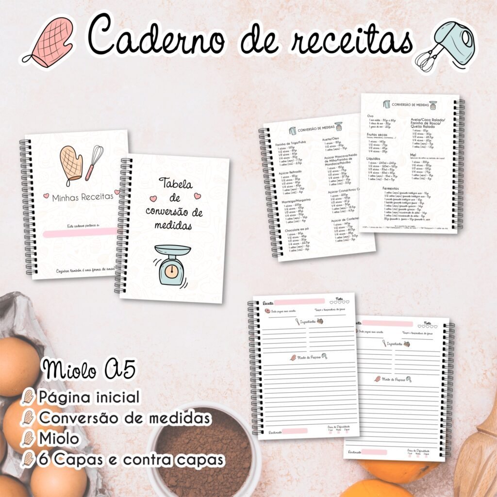 Mockup-01 Caderno de Receitas + 6 Capas - Imagem 1