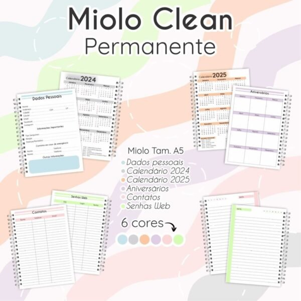 Miolo Clean Permanente - Agenda Não Datada - Imagem 1