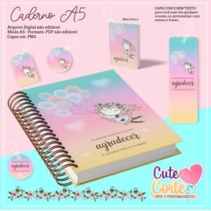 Caderno Pautado A5 + Bloquinho A6 – Agradecer (Cute Corte)