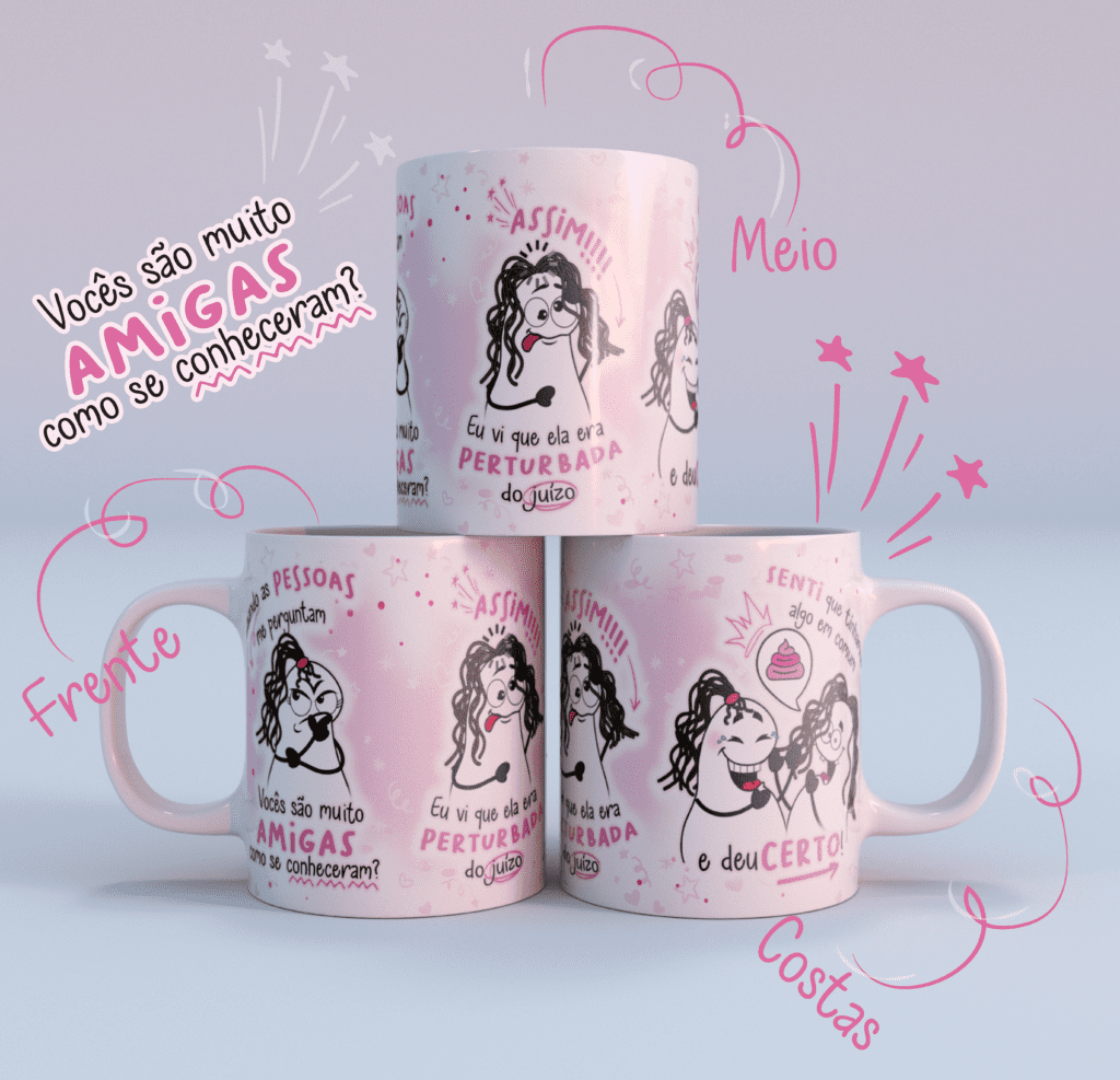 Mockups-Caneca-Editar-2-01 1 Arte Avulsa - Amiga Pertubada - Meme Flork - Imagem 1