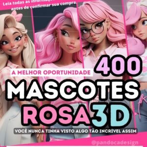 Kit Digital Mascotes 3D Rosa