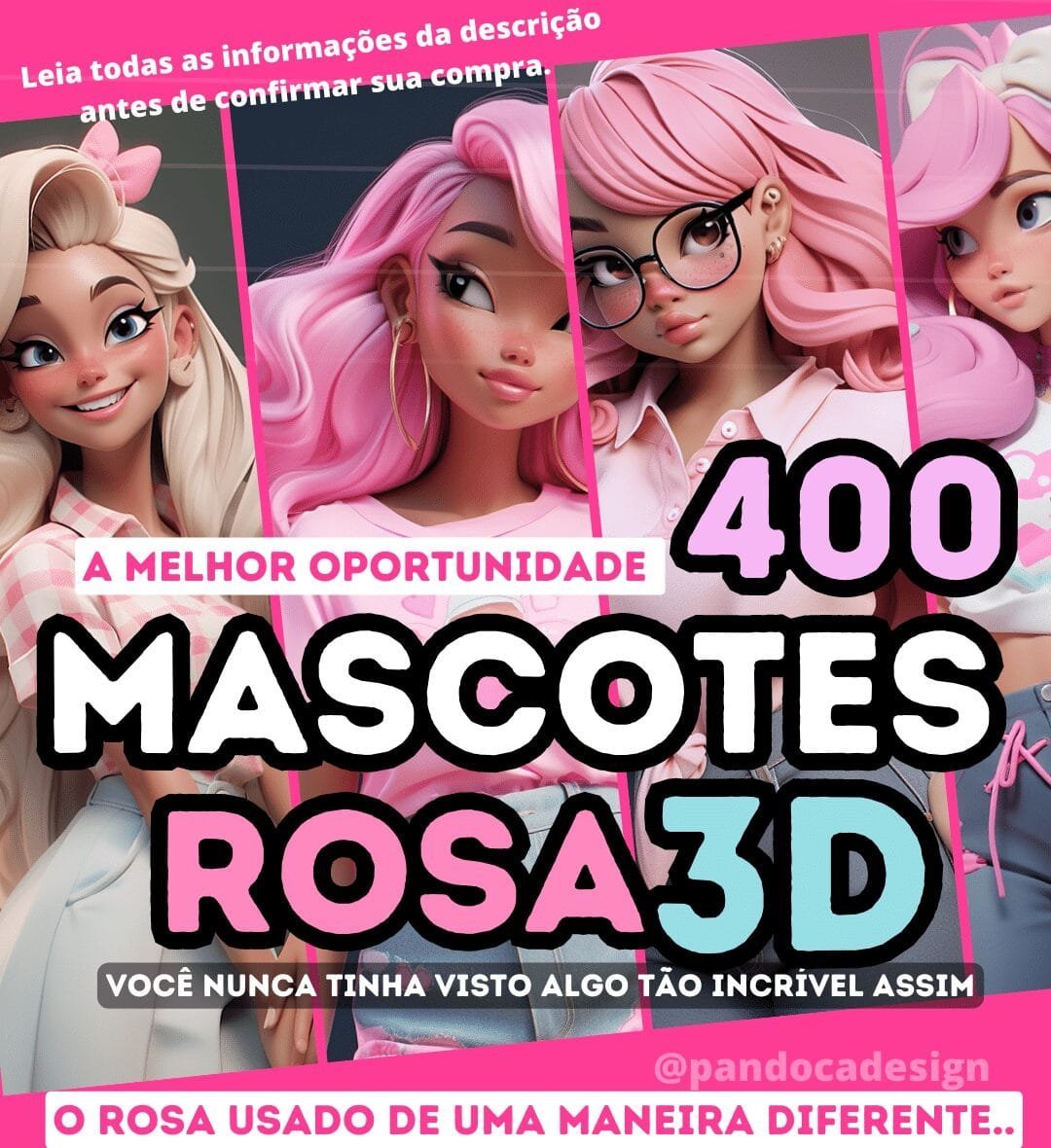 PAG1.jpg Kit Digital Mascotes 3D Rosa - Imagem 1