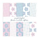 Kit Digital – Papel Digital Flower Criativa Azul e Rosa (Criativa Afetiva)