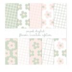 Kit Digital – Papel Digital Flower Criativa Verde e Salmão (Criativa Afetiva)