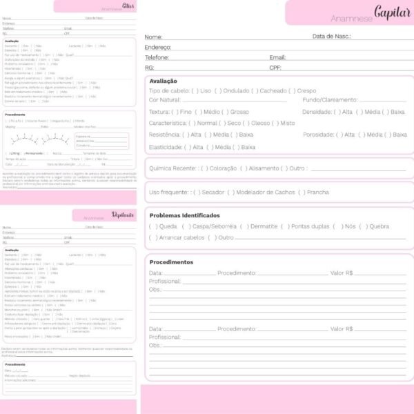 Pack Fichas Anamnese Profissões - Imagem 5