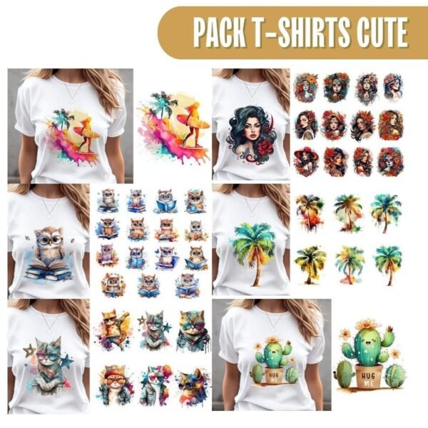 Pack 322 Estampas Cute - Camisetas e T-Shirts - Imagem 1