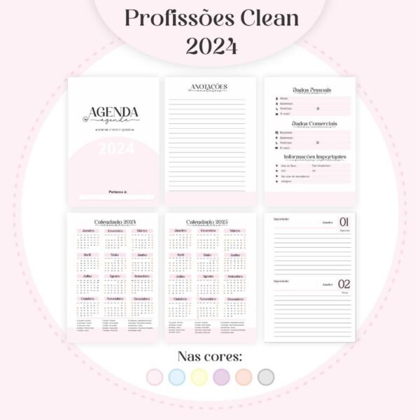 35 Profissões 2024 - Coleção Clean Feminino - 20 Cores Capas | 06 Cores Miolos (Pamella) - Imagem 20