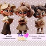 Kit Digital – Professoras Fofinhas (14 Papeis Digitais + 100 Cliparts) - Cute Corte - Imagem 4