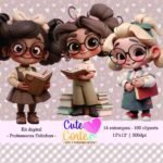 Kit Digital – Professoras Fofinhas (14 Papeis Digitais + 100 Cliparts) - Cute Corte - Imagem 2