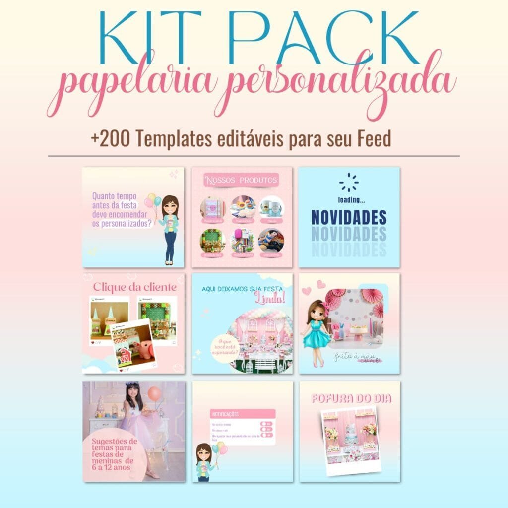 Papelaria-Personalizada-scaled-1.jpg '+200 Templates para Feed + Mini Cursos para Mídias Sociais - Imagem 1