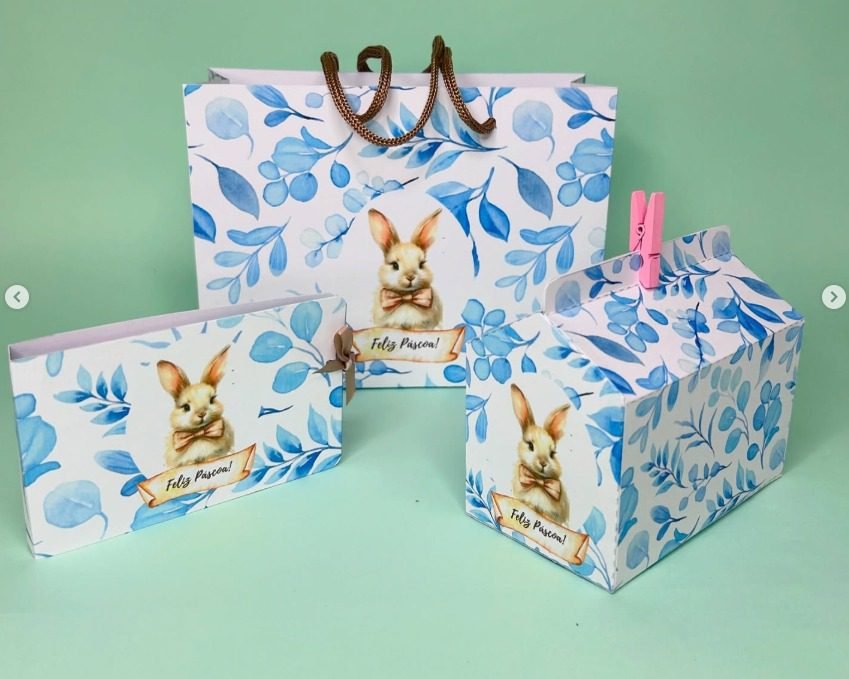 Pascoa Kit Páscoa - Porta Baton + Caixa Baú - Imagem 1