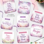Kit Printable - Tag ou Adesivo Quadrada Dia das Mulheres - Port/Inglês/Esp