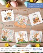 COMBO Tag e Adesivo - Jardim dos Coelhinhos - Imagem 3