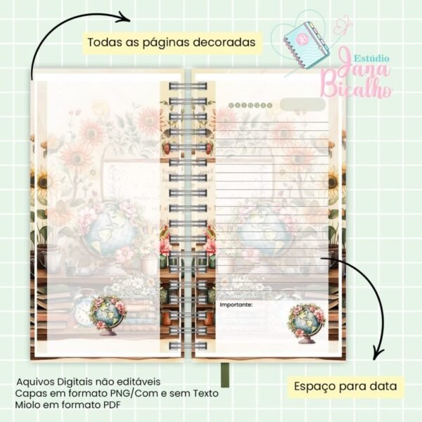 Caderno Slim Professora - Ursinha Vintage - Imagem 12