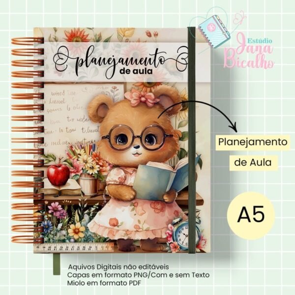 Caderno Planejamento A5 Professora - Ursinha Vintage - Imagem 11