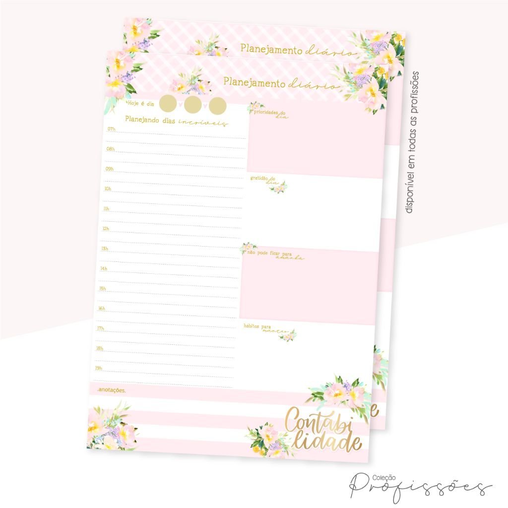 Profissoes-Floral-4 Combo Profissões Floral Capas | Miolo Planner | Miolo Pautado | Canecas - Imagem 4