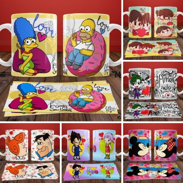 Kit Artes Canecas - Personagens Cute Love - Imagem 1