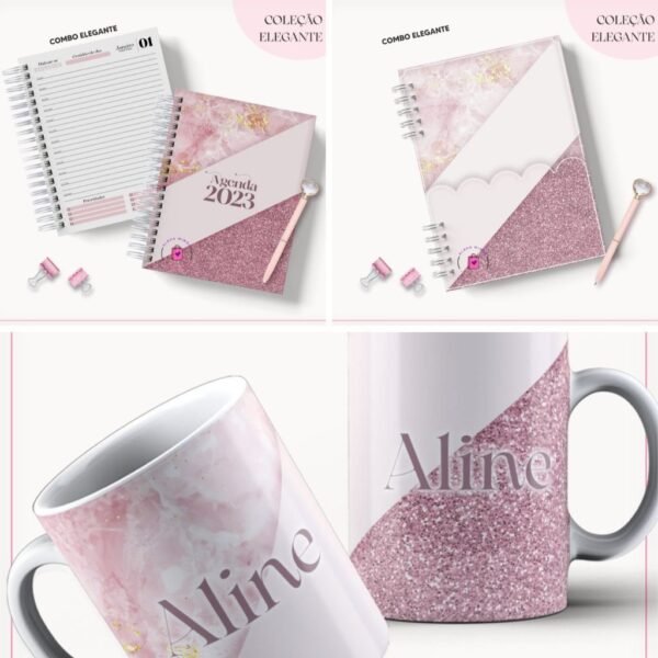 Agenda Rosa com Glitter 2023 - Imagem 1