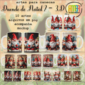Estampas Duende De Natal 3D - Canecas (Ana Melin)