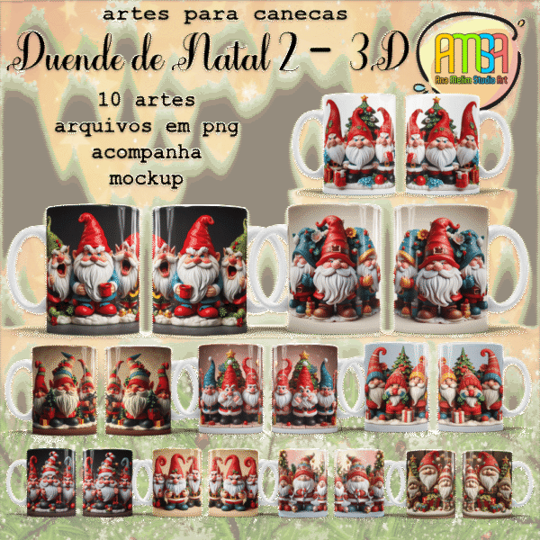 Estampas Duende De Natal 3D - Canecas (Ana Melin) - Imagem 1