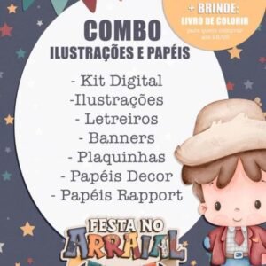 Festa no Arraial - Combo Ilustrações e Papéis + Brinde